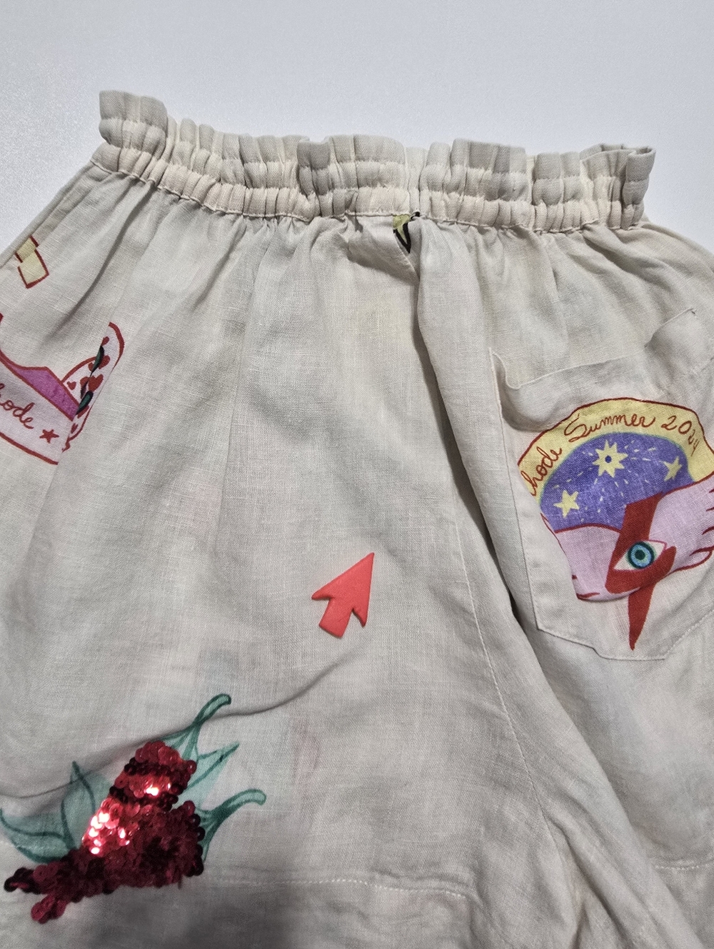 RHODE Audrina Short Off-White Graphic Lilen Size M - Picture 10 of 12